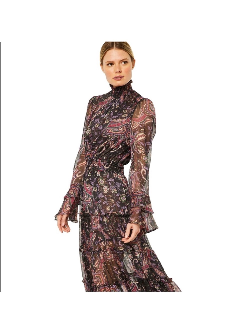 MISA LOS ANGELES BETHANY Maxi Dress Color: Gypset Long Sleeve Size XS - Picture 5 of 17
